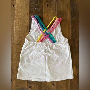 Mini Boden - Rainbow Cross-Back Tank - White, 4-5y